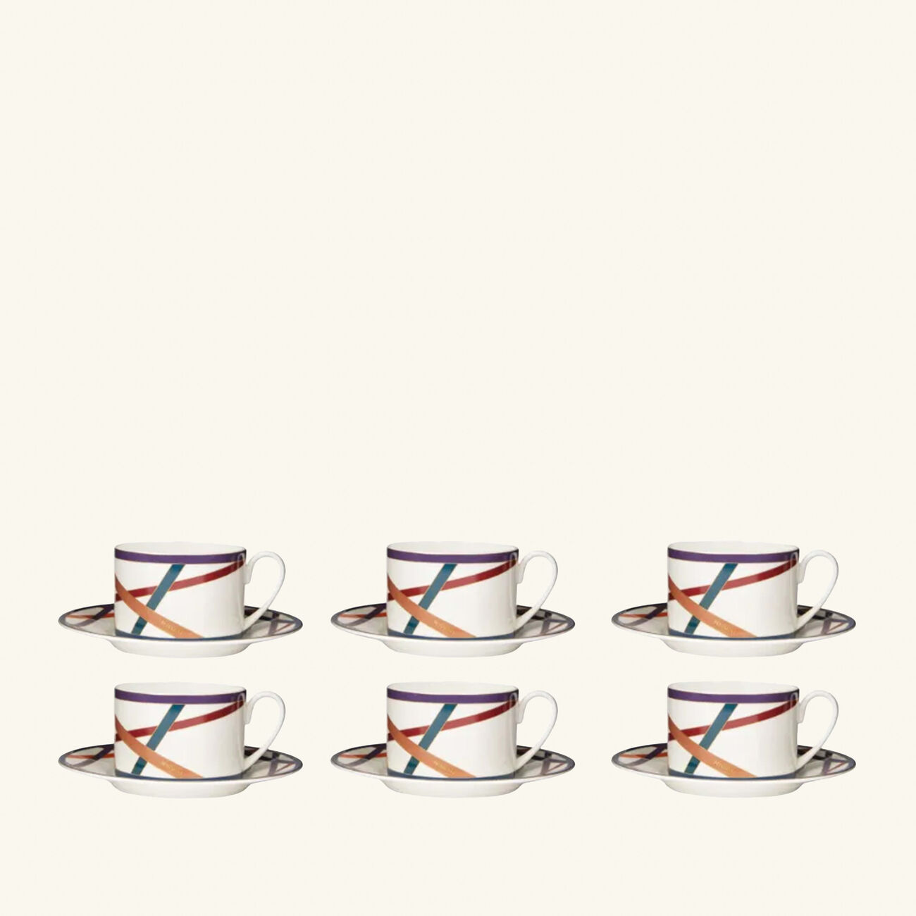 Nastri Tea Cup & Saucer Multicolor Set Of 6 missoni home nastri tea cup saucer multicolor set of 6