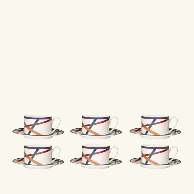 Nastri Tea Cup & Saucer Multicolor Set Of 6 missoni home nastri tea cup saucer multicolor set of 6