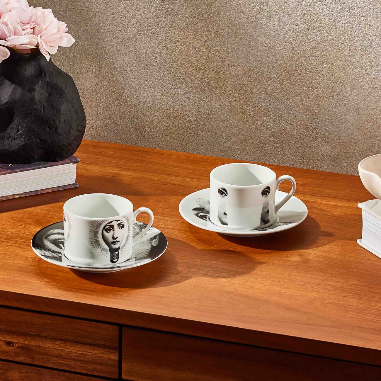 Tema e Variazioni 2005 Tea Cup Grey Set Of 6 fornasetti tema e variazioni 2005 tea cup grey set of 6