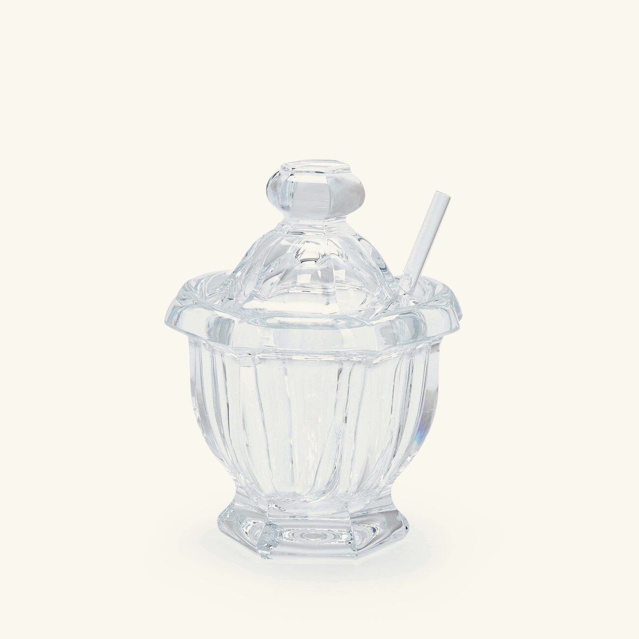 baccarat harcourt missouri mustard jar with spoon clear