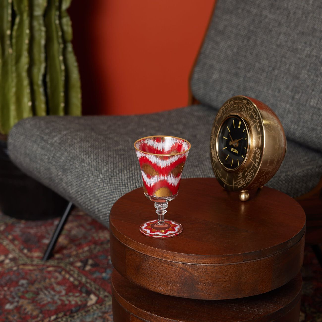 Ikat Drinking Glass Red les ottomans ikat drinking glass red