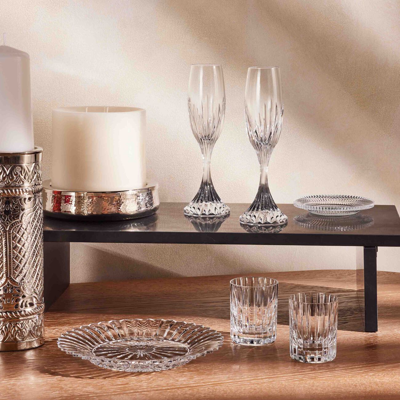 baccarat massena flute champagne glass clear set of 2