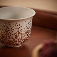 silsal tamrah by razan alazzouni dates spread top arabic coffee cup gold set of 2