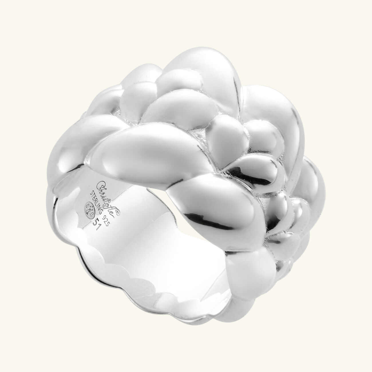 كريستوفل خاتم بابيلون كبير فضي   مقاس 59