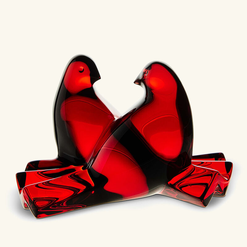 baccarat loving doves figurine mini red
