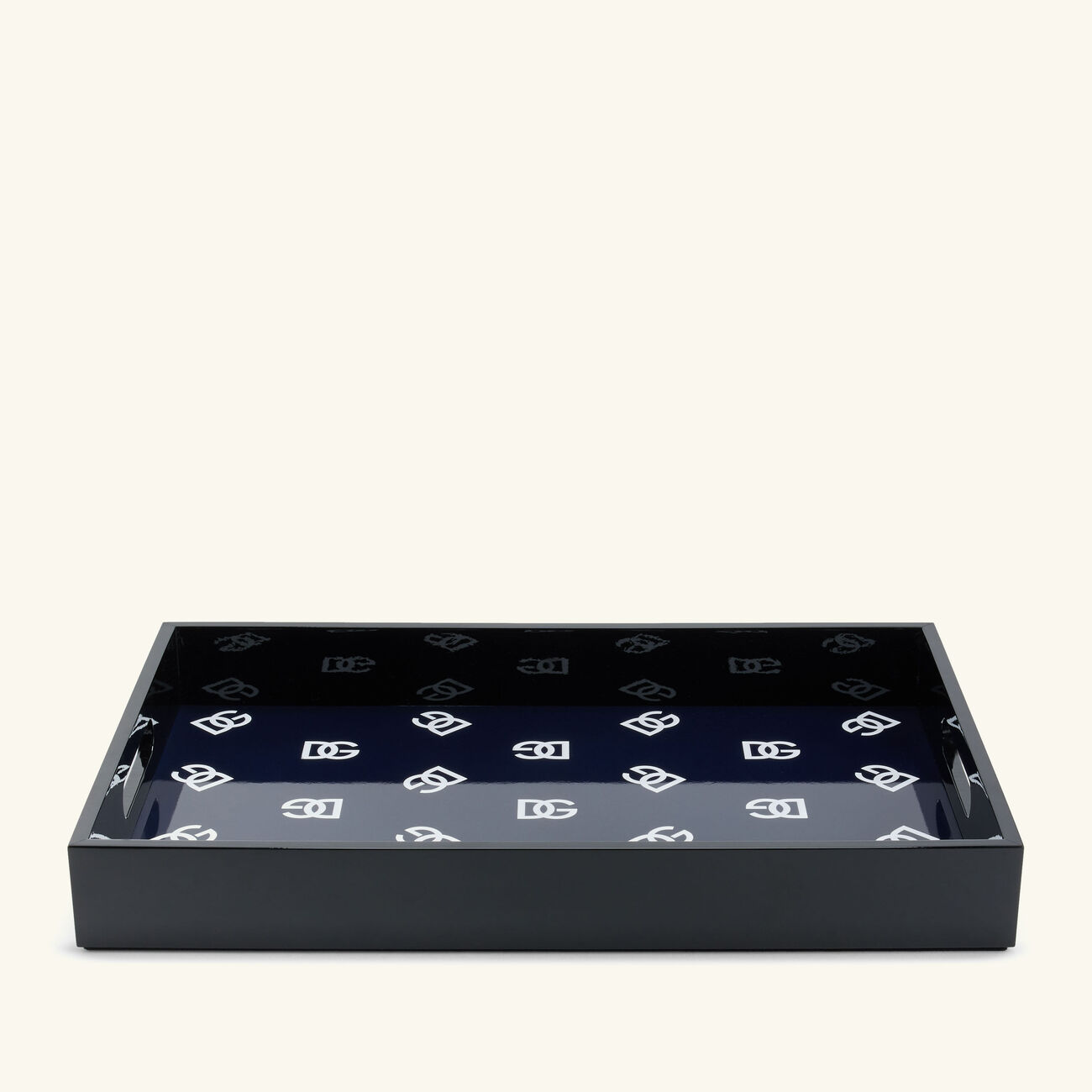 DG Logo Tray Rectangular Large Black dolce gabbana casa dg logo tray rectangular large black