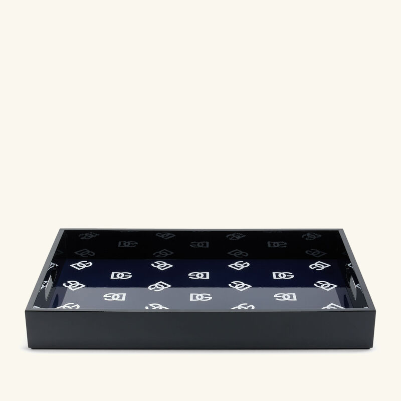 DG Logo Tray Rectangular Large Black dolce gabbana casa dg logo tray rectangular large black