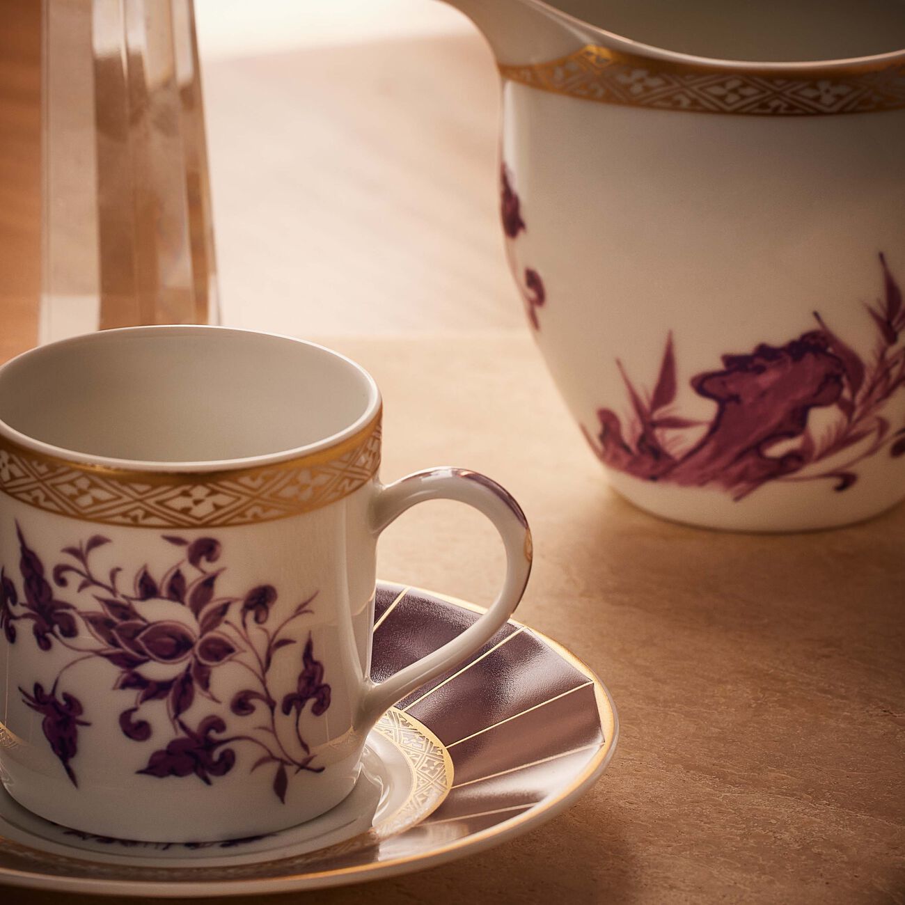 bernardaud prunus coffee cup   saucer pink