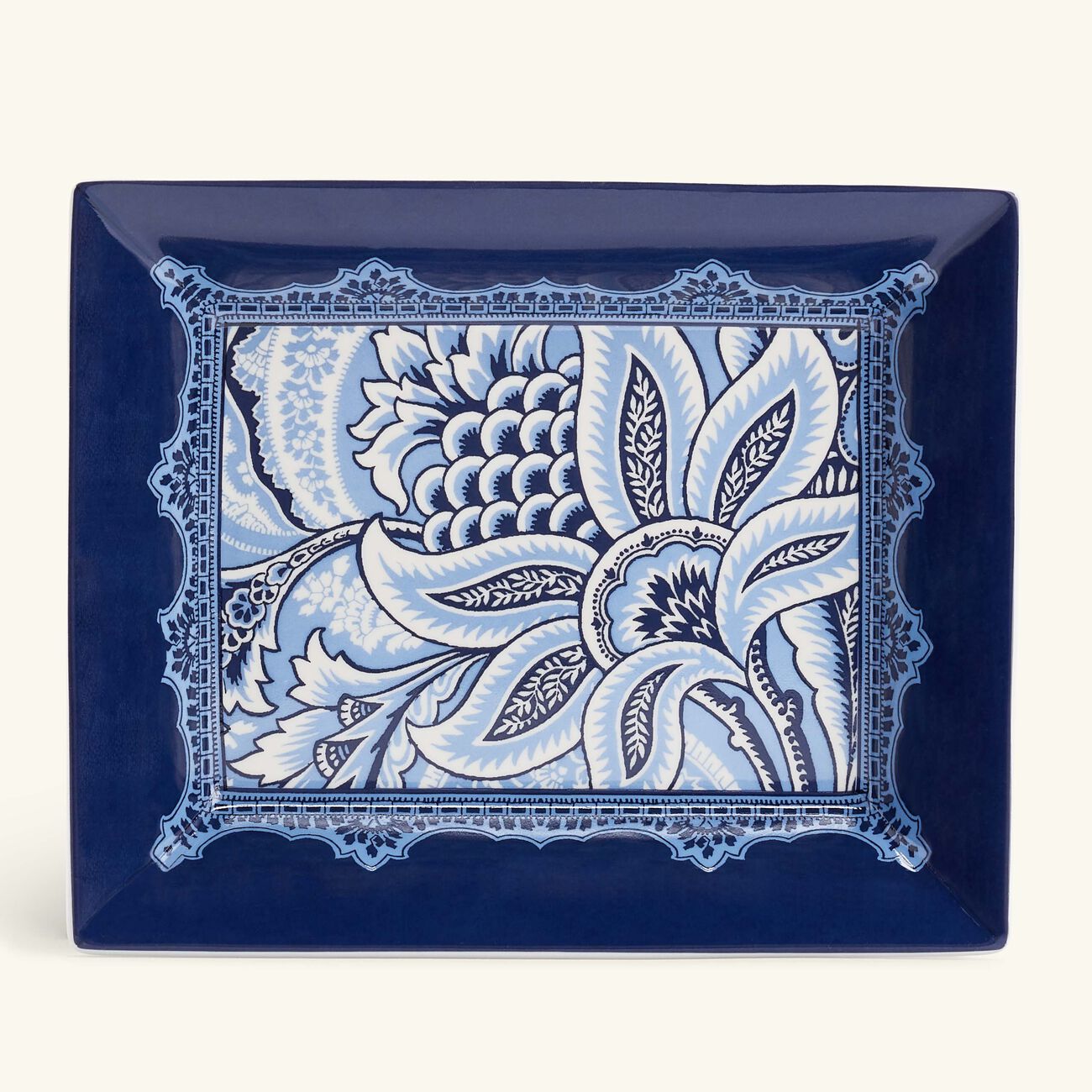 إيترو صينية بلوم مستطيلة صغيرة باللون الأزرق