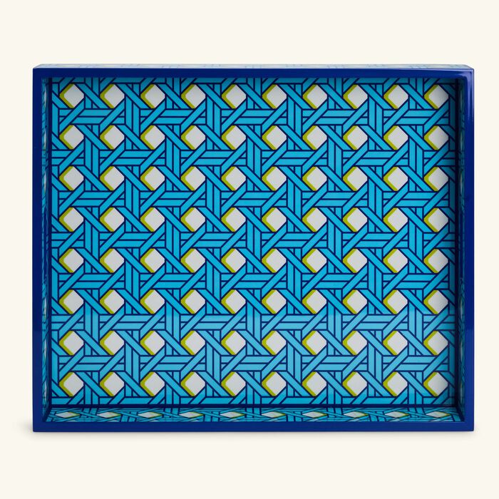 jonathan adler basketweave tray rectangular large blue