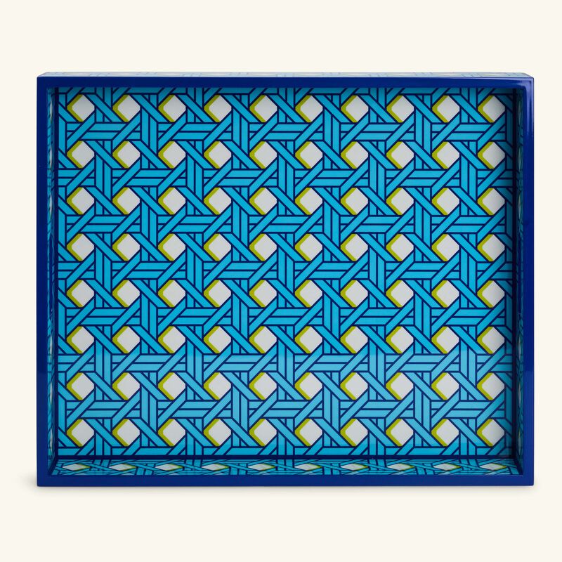 jonathan adler basketweave tray rectangular large blue