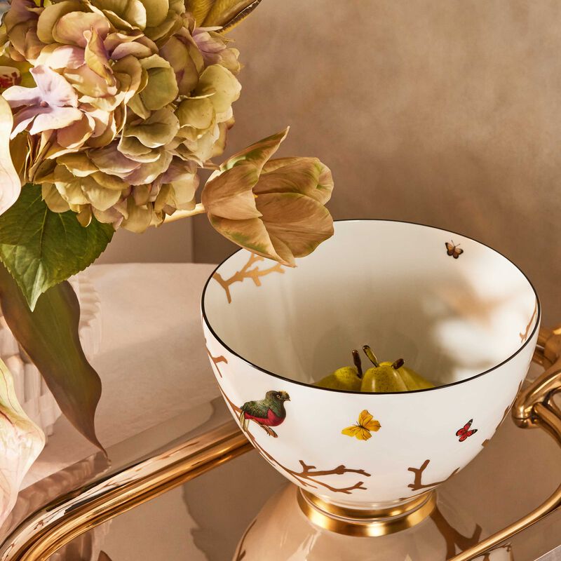 bernardaud aux oiseaux salad bowl gold 27cm