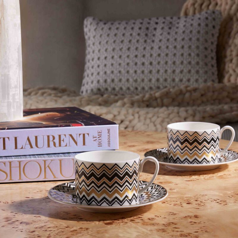 missoni home zig zag gold  tea cup   saucer pattern