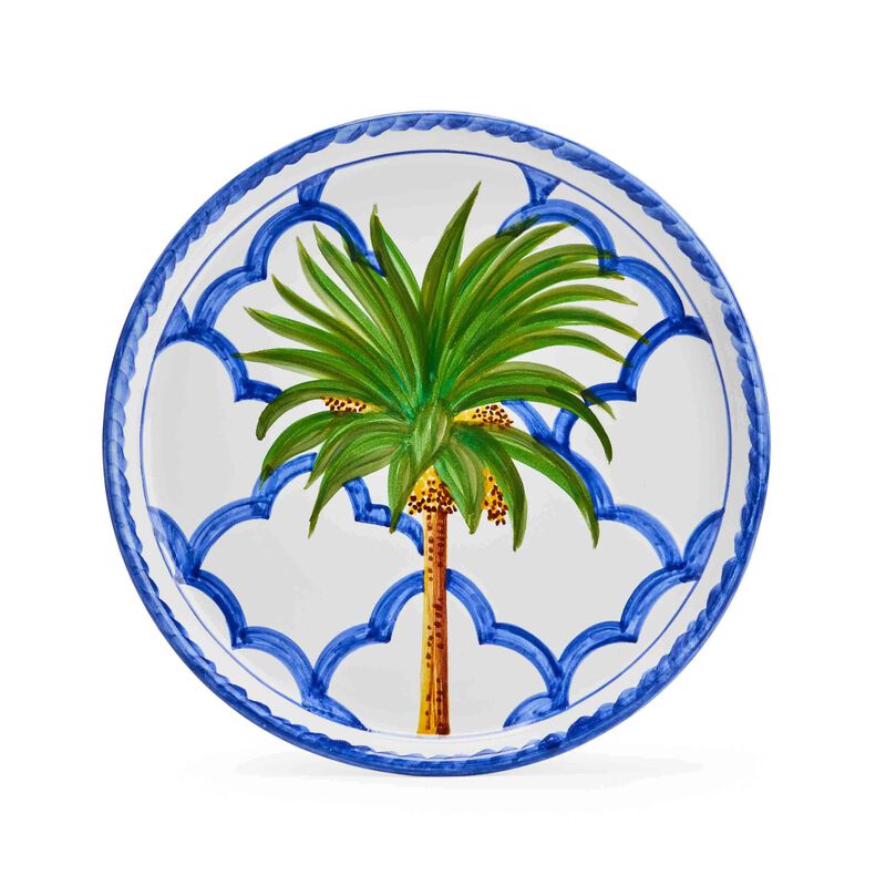Ottomans Palm Ceramic Plate- Blue, large