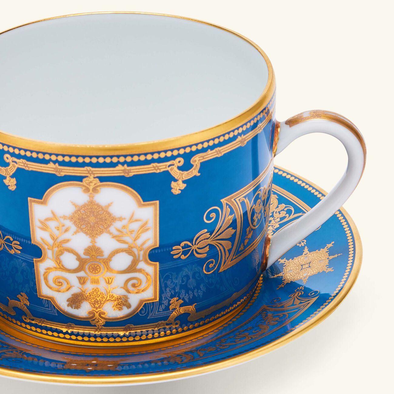 bernardaud aux rois tea cup   saucer blue