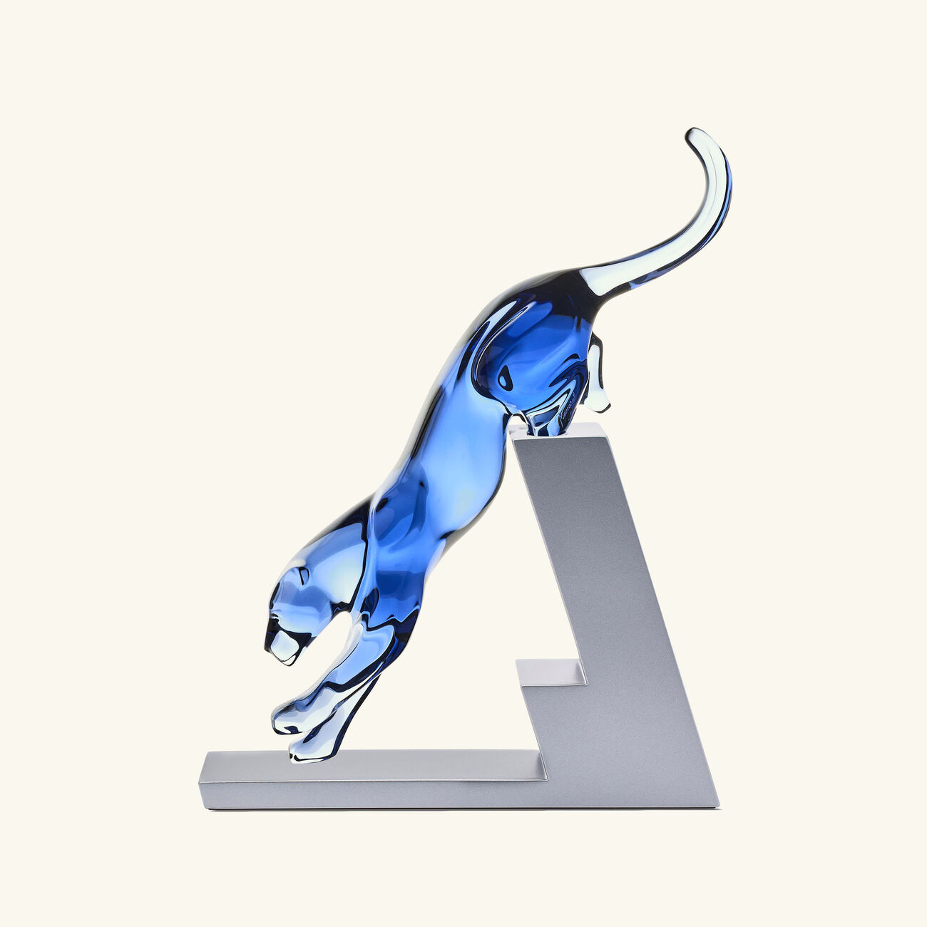 baccarat panther the leap sculpture medium blue
