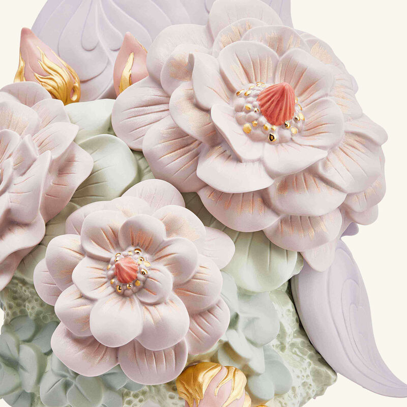 lladro vase with flowers large pink