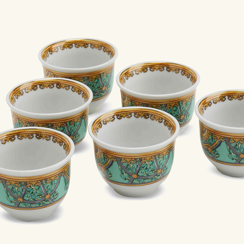 versace scala del palazzo arabic coffee cup green set of 6