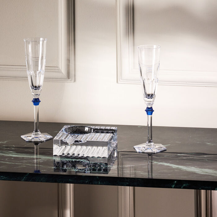 baccarat harcourt eve champagne glass blue set of 2