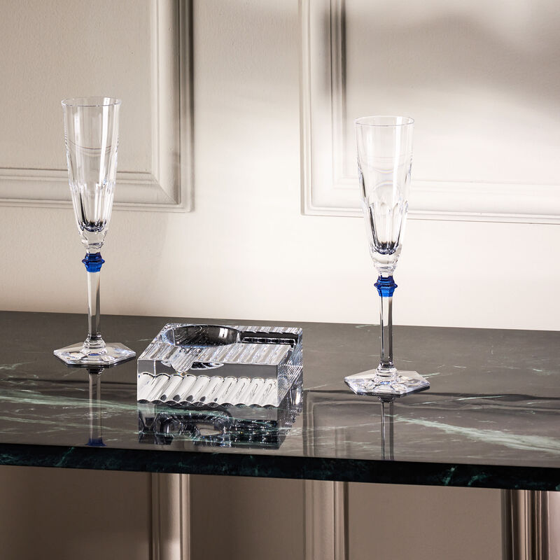 baccarat harcourt eve champagne glass blue set of 2