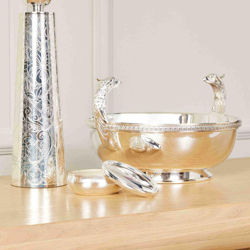 كريستوفل وعاء سكاكر ميداليون باللون الفضي