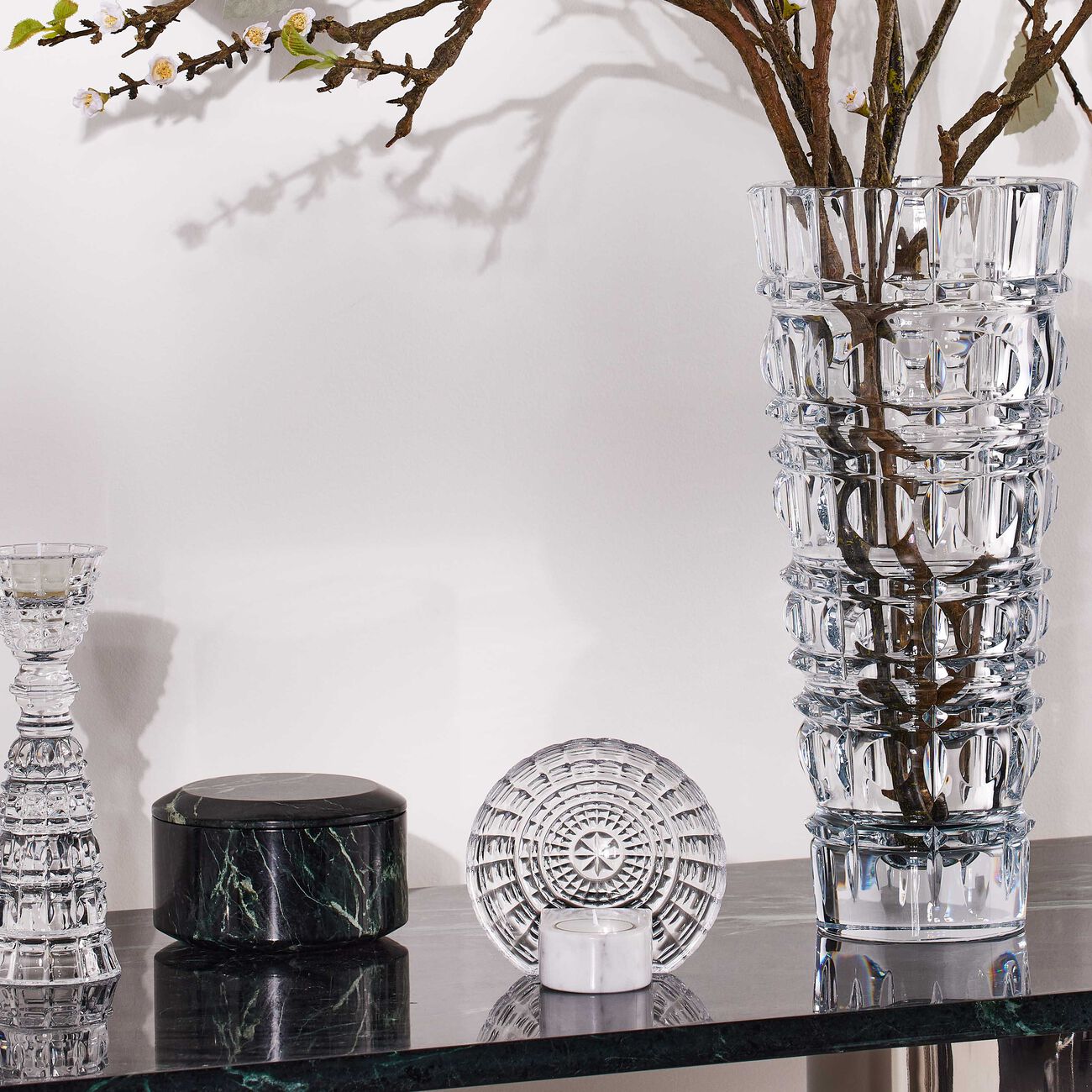 baccarat new antique aura candle holder clear small