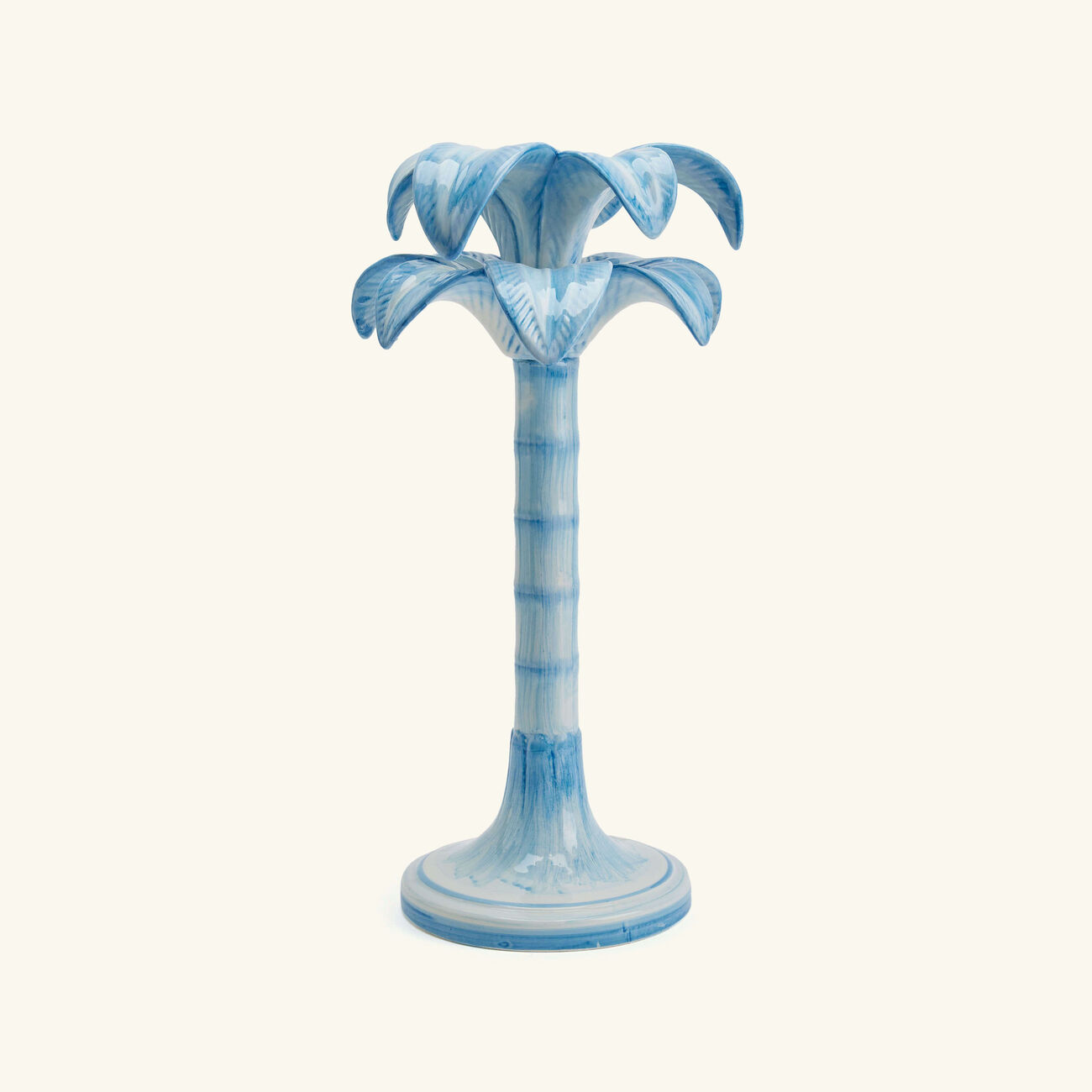 les ottomans palm trees candle holder large blue