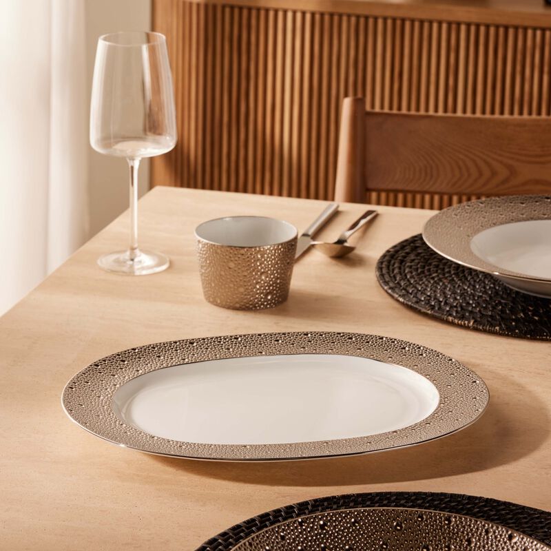 Ecume Serving Platter Oval Silver 35cm bernardaud ecume serving platter oval silver 35cm