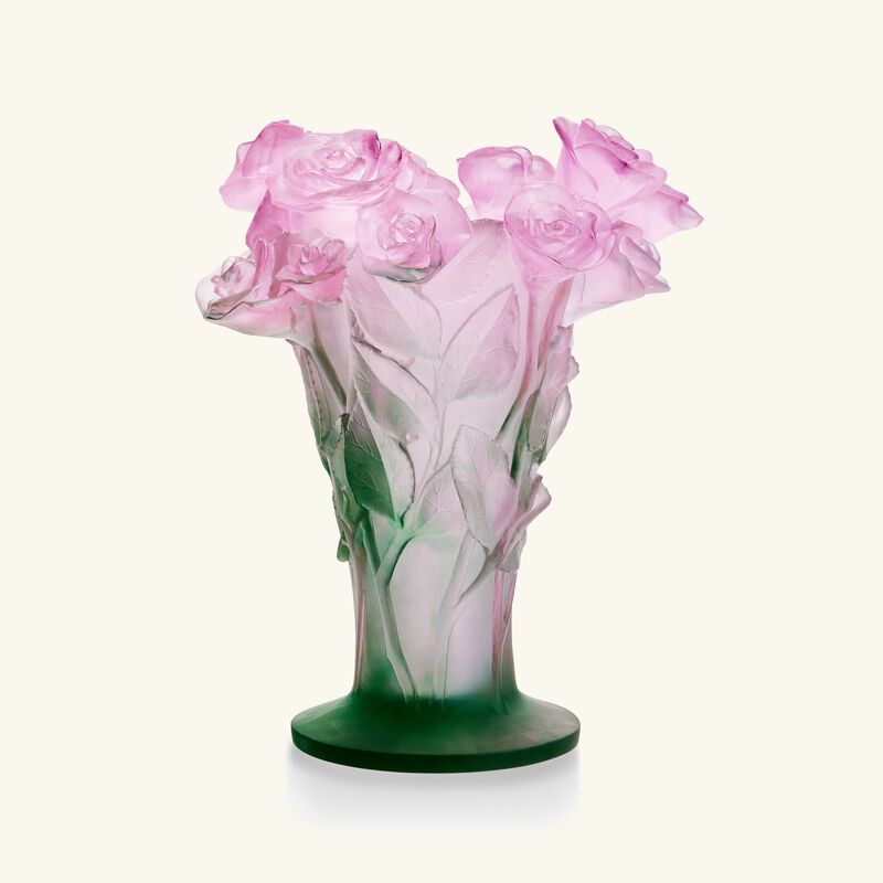 daum rose vase small pink