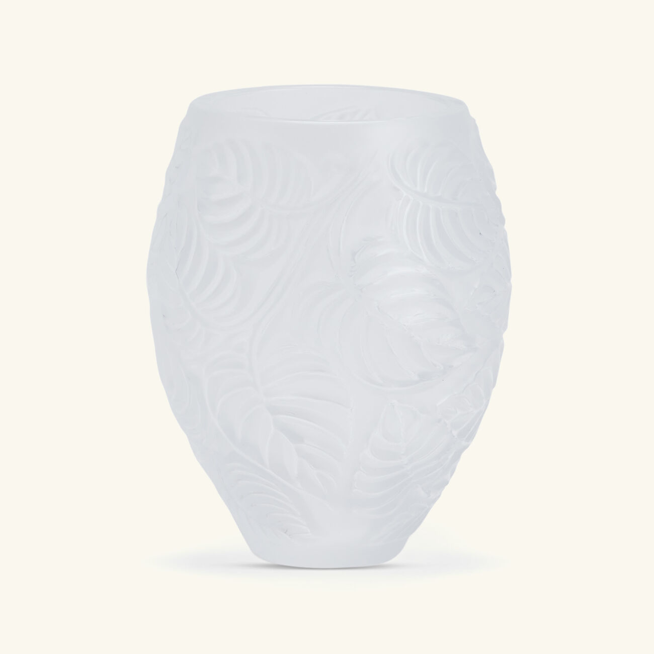 lalique feuilles vase small clear