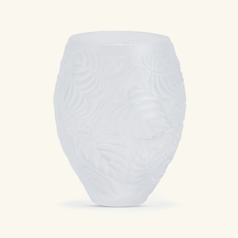 lalique feuilles vase small clear