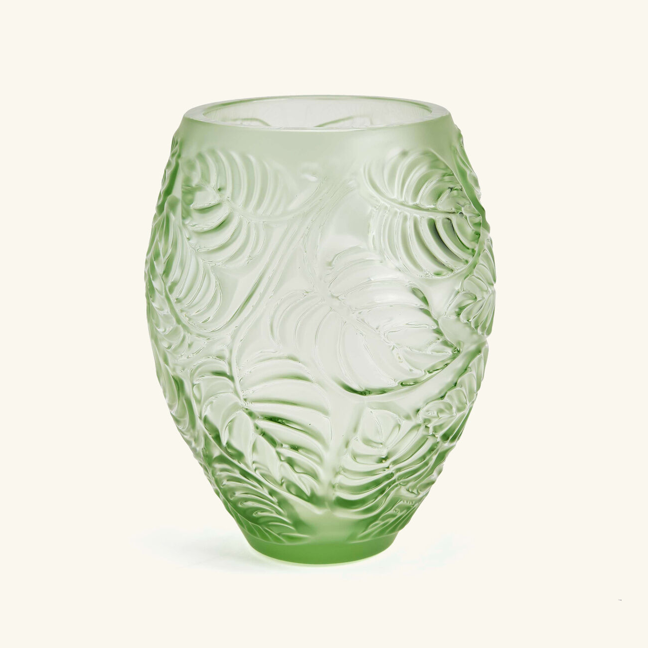 Feuilles Vase Small Green lalique feuilles vase small green