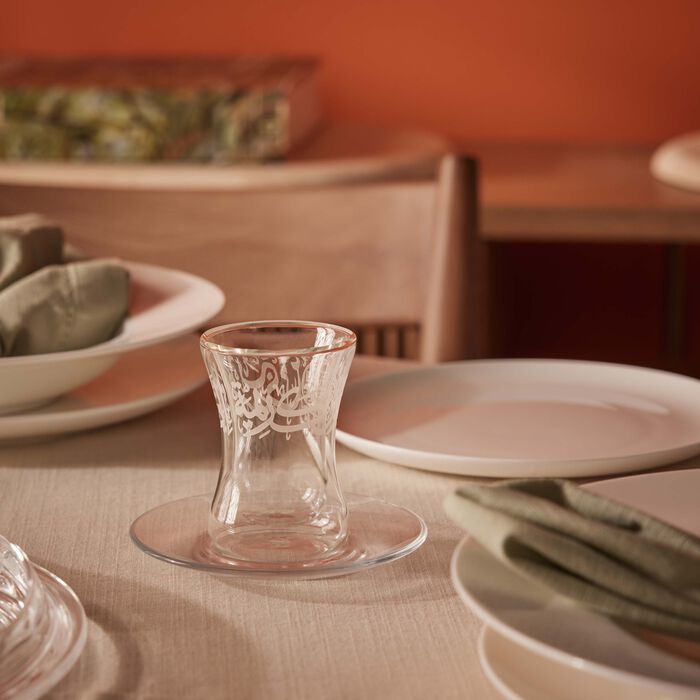 dimlaj thuluth tea cup   saucer clear set of 6