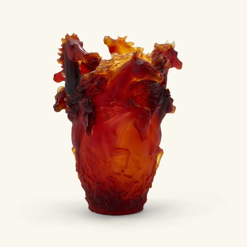 daum horses vase medium red limited edition