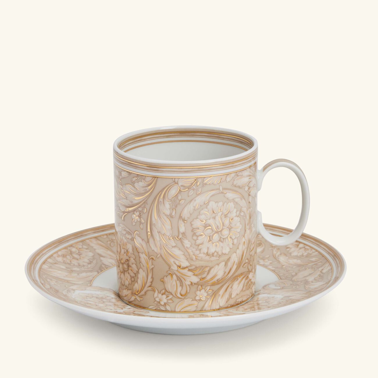 versace barocco beige coffee cup   saucer