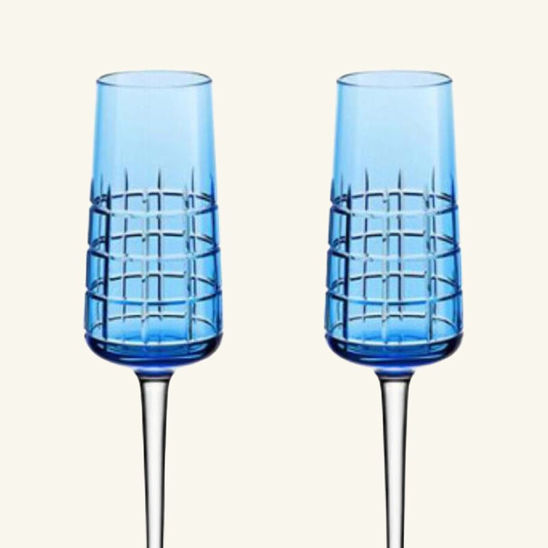 Graphik Champagne Glass Set Of 2 Blue christofle graphik champagne glass set of 2 blue