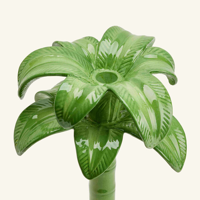les ottomans palm trees candle holder large green