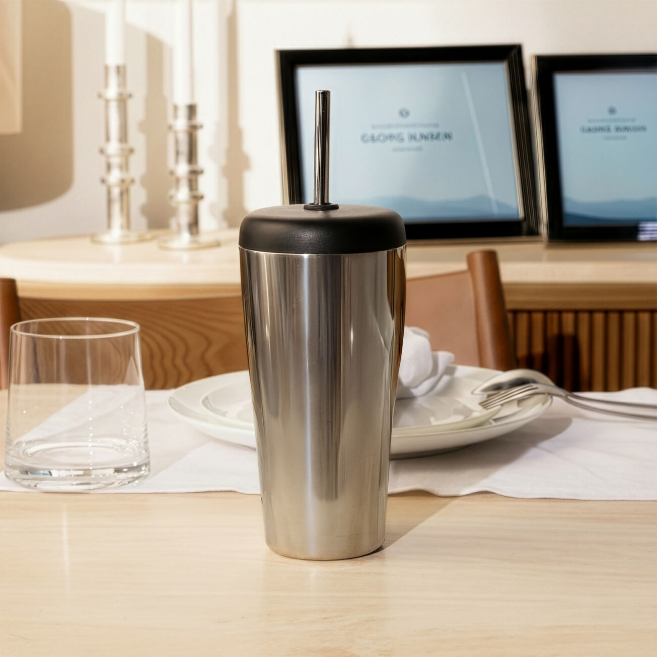 Sky Travel Cup With Straw Silver 0.4L georg jensen sky travel cup with straw silver 0 4l