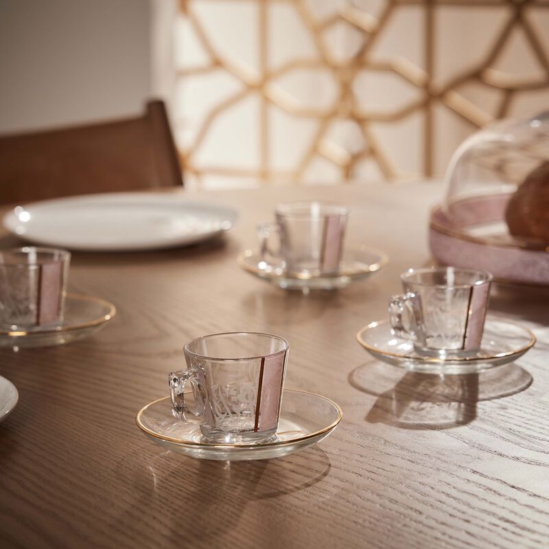 دملاج طقم نغم المؤلف من 6 فناجين للقهوة باللون الوردي