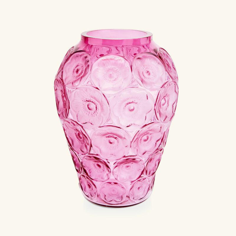 lalique anemones vase medium pink