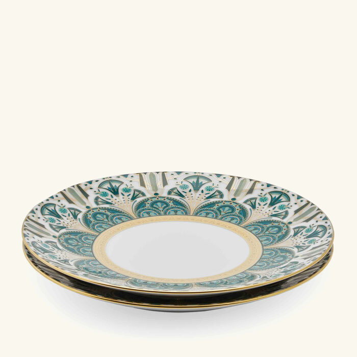 haviland r ves du nil dessert plate round green 22cm set of 2