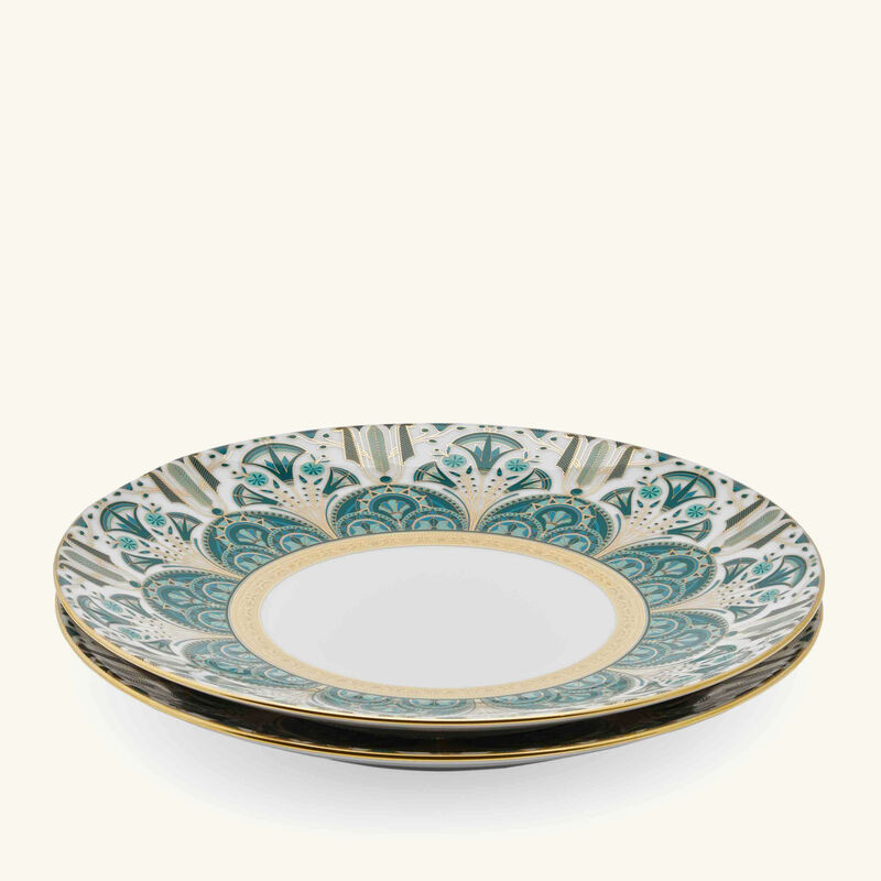 haviland r ves du nil dessert plate round green 22cm set of 2
