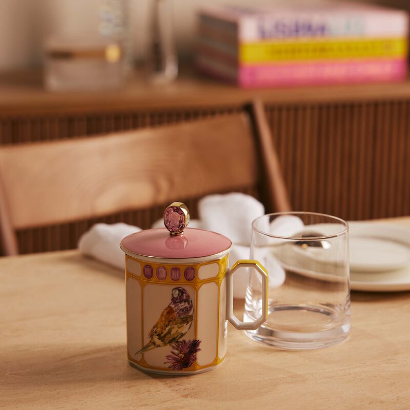 Idyllia Mug with Lid Finch Pink rosenthal idyllia mug with lid finch pink