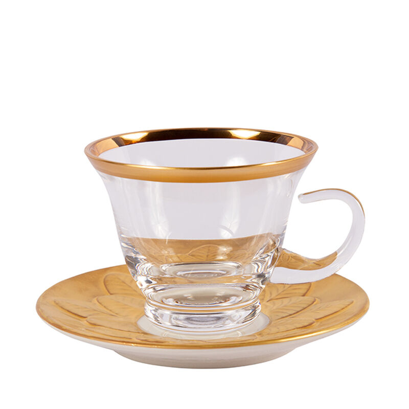 Peacock Gold Cappuccino Cup & Saucer, large