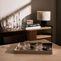 دملاج صينية الضيافة شفا مستطيلة باللون البيج 49   36 سم