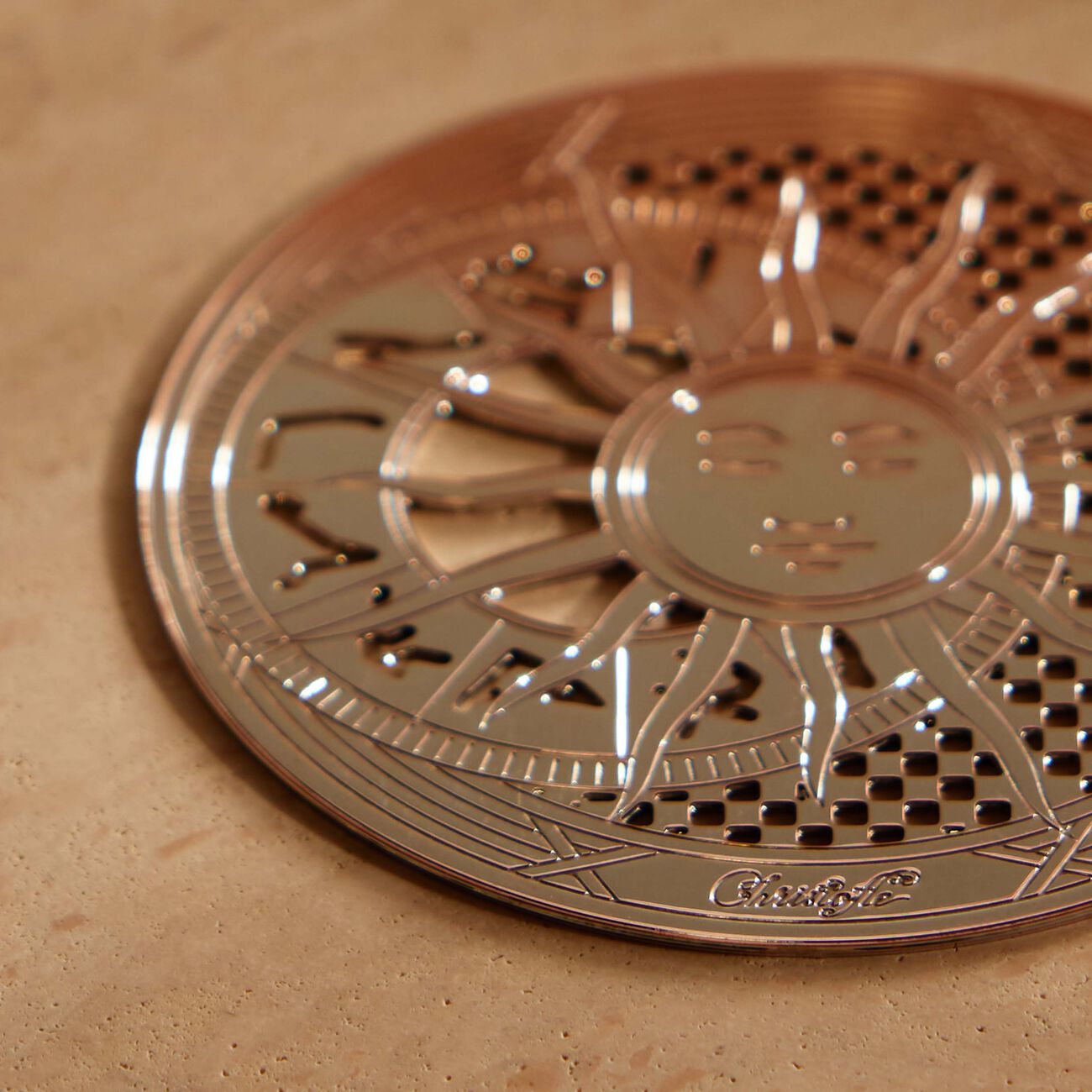 christofle r ve cosmique coaster silver plated set of 2