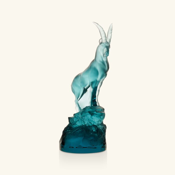 lalique terramineral ibex figurine medium blue