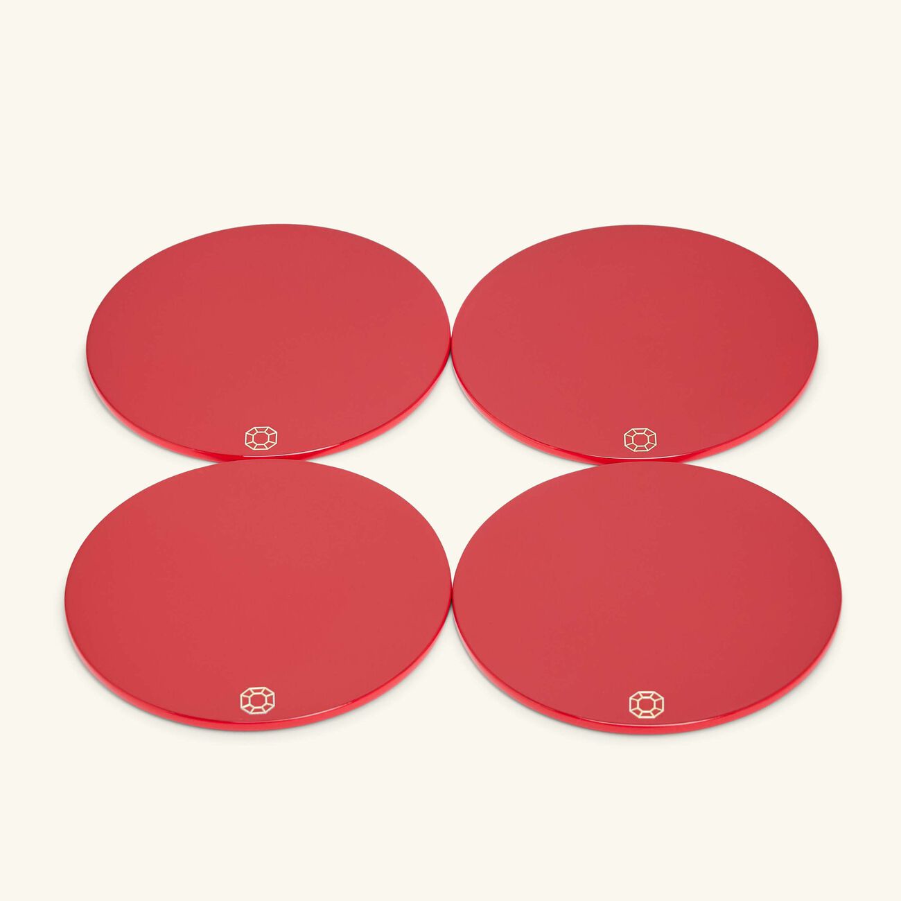 baccarat octogone coasters red set of 4