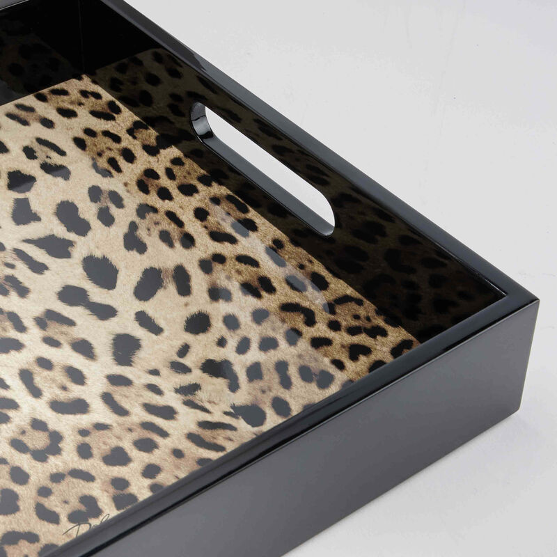 dolce gabbana casa leopard tray rectangular large brown