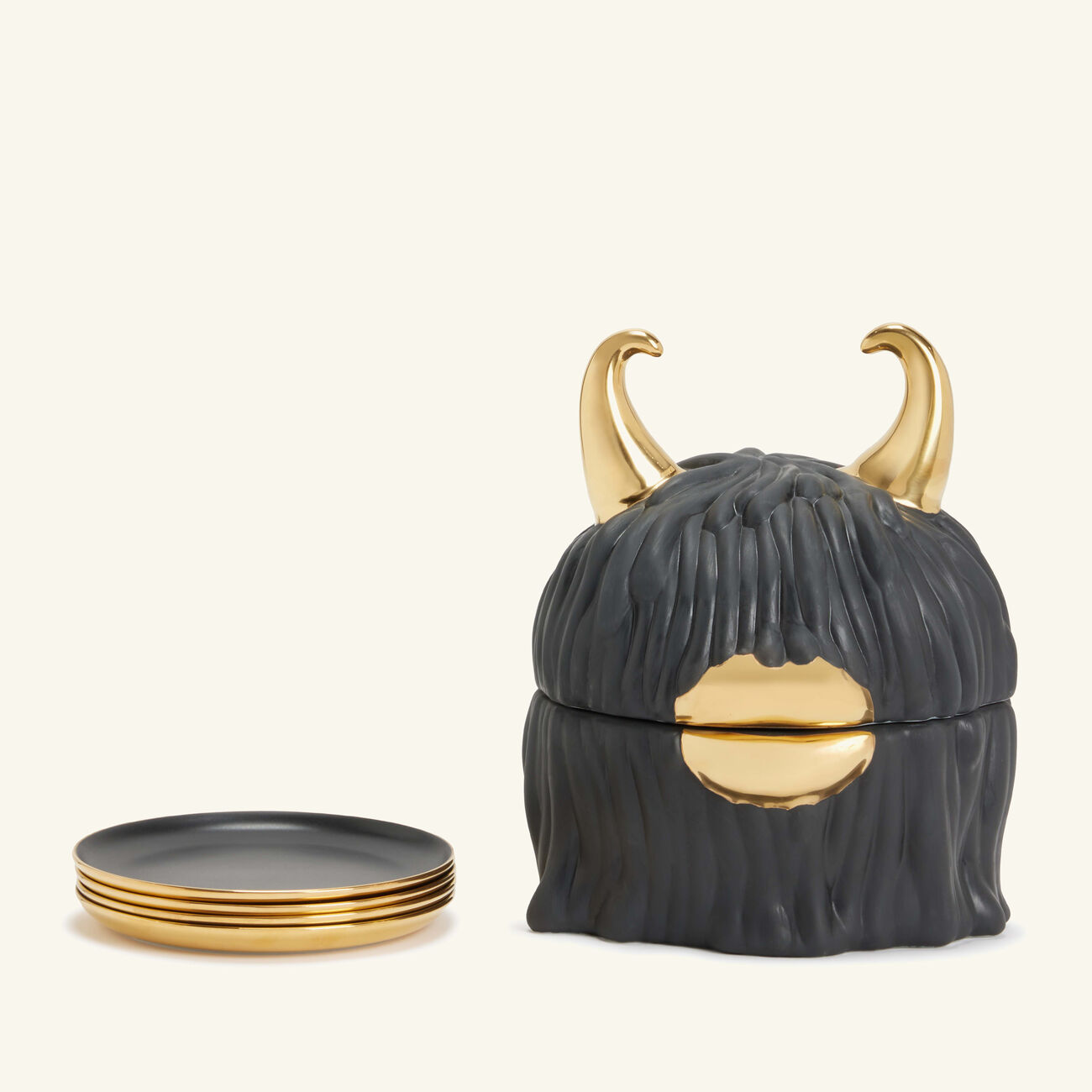 لوبجيه طقم هاس ليندا مؤلف من 4 أطباق سوداء في صندوق